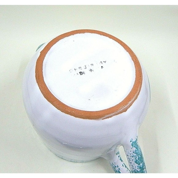 Ceramiche Desuirint Hand-Painted Ceramic Sugar Bowl Fishing Teal Sponge Accent - Picture 9 of 10